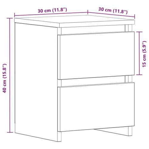 Noćni ormarići s ladicama 2 kom Crna hrast 30x30x40 cm Cijena