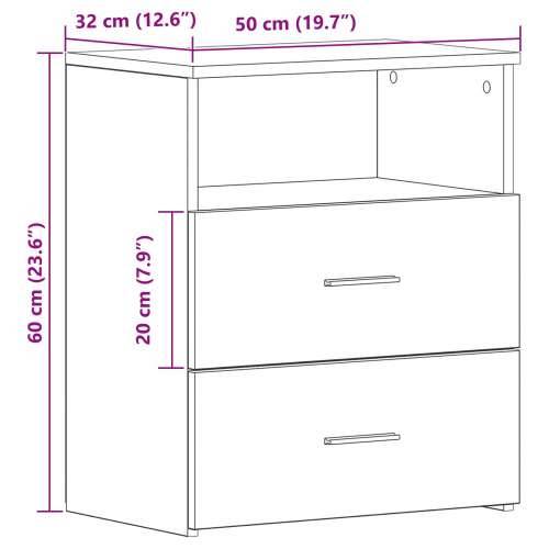 Noćni ormarić od crne hrastovine 50x32x60 cm, napravljeno od konstruiranog drva Cijena