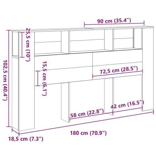 Noćni ormarić u crnom hrastu - 180x18.5x102.5 cm Cijena