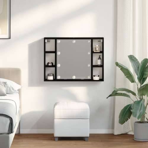 Ogledalo s policom - Crni hrast - 76x15x55 cm - Izrađeno od konstruiranog drva Cijena