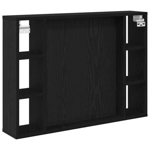 Ogledalo s policom - Crni hrast - 76x15x55 cm - Izrađeno od konstruiranog drva Cijena
