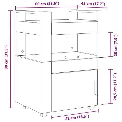 Kuhinjski kolica Artisan Oak 60x45x80 cm Konstruirano drvo Cijena