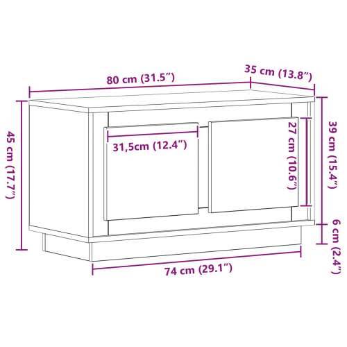 TV komoda Crna Hrast 80x35x45 cm Odabrana drva Cijena