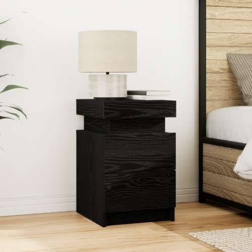 Noćni ormarić s LED svjetlima Crni Oak 35x39x55 cm Cijena