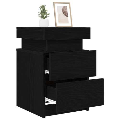 Noćni ormarić s LED svjetlima Crni Oak 35x39x55 cm Cijena