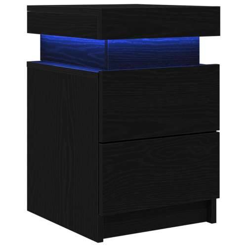Noćni ormarić s LED svjetlima Crni Oak 35x39x55 cm Cijena