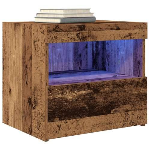 Noćni ormarići s LED svjetlima 2 komada Stari drvo 50x40x45 cm Cijena