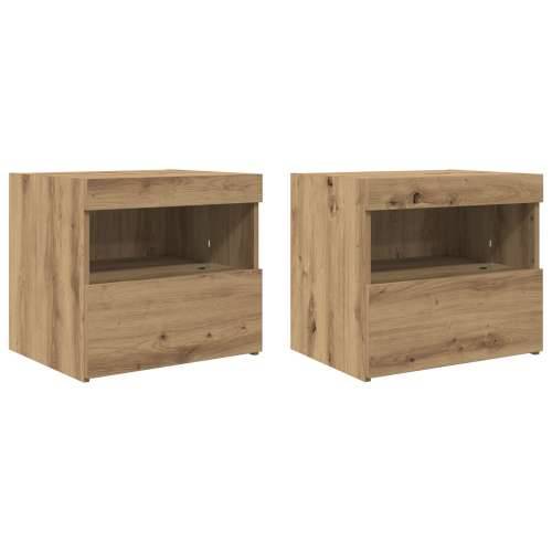 Noćni ormarići s LED svjetlima 2 komada Artisan hrast 50x40x45 cm Cijena