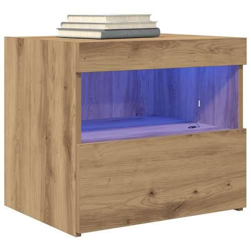 Noćni ormarići s LED svjetlima 2 komada Artisan hrast 50x40x45 cm Cijena