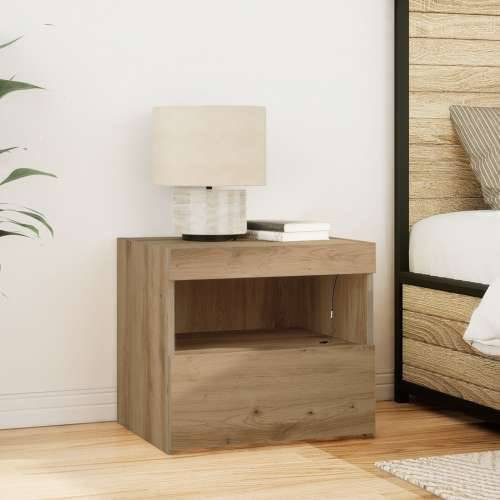 Noćni ormarići s LED svjetlima 2 komada Artisan hrast 50x40x45 cm Cijena