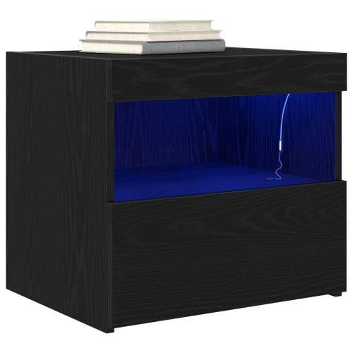 Noćni ormarić s LED svjetlima Crna hrastovina 50x40x45 cm Cijena