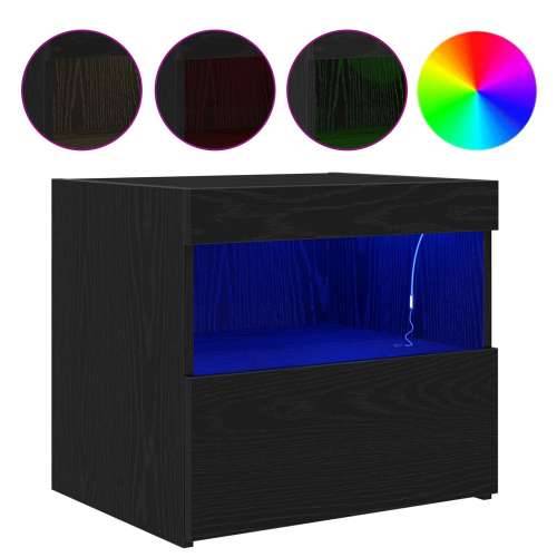 Noćni ormarić s LED svjetlima Crna hrastovina 50x40x45 cm Cijena