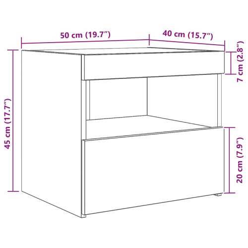Noćni ormarić s LED svjetlima Crna hrastovina 50x40x45 cm Cijena