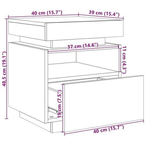 Noćni ormarić s LED svjetlima 2 kom crni hrast 40x39x48,5 cm Cijena