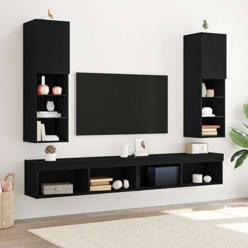 LED TV Kabinet 2 kom Crni Hrast 30,5x30x102 cm Konstruirano drvo Cijena