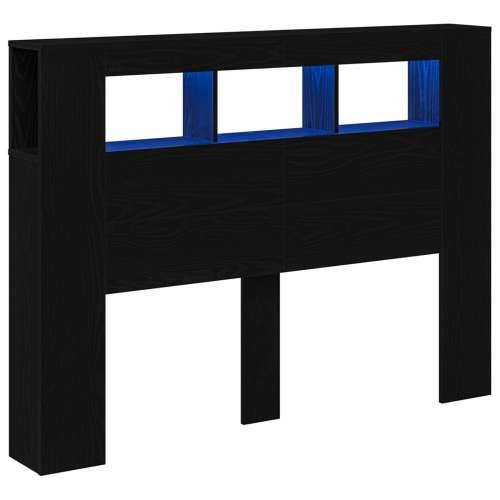 LED uzglavlje Crni Hrast 140x18,5x40 cm Konstruirano drvo Cijena