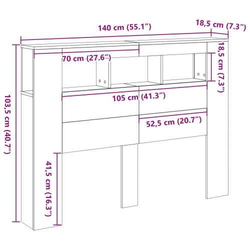 LED uzglavlje Crni Hrast 140x18,5x40 cm Konstruirano drvo Cijena