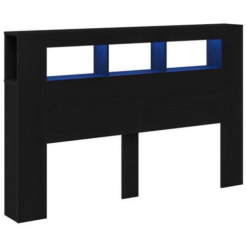 LED Naslon za Glavu Crni Hrast 160x18,5x45 cm Konstruirano Drvo Cijena