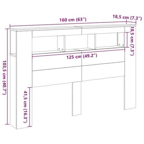 LED Naslon za Glavu Crni Hrast 160x18,5x45 cm Konstruirano Drvo Cijena