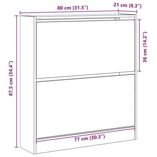 Ormar za cipele s preklopnom ladicom, stari drveni izgled 80x21x87,5 cm Cijena