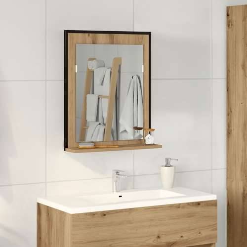 Ogledalo za kupaonicu Umjetnički hrast 50x12x60 cm Konstruirano drvo Cijena