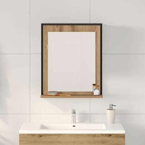 Ogledalo za kupaonicu Umjetnički hrast 50x12x60 cm Konstruirano drvo Cijena