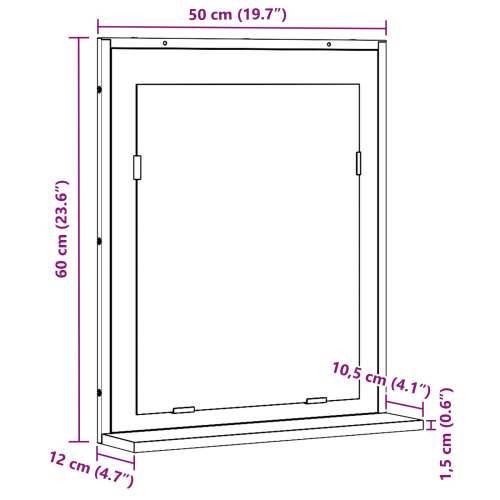 Ogledalo za kupaonicu Umjetnički hrast 50x12x60 cm Konstruirano drvo Cijena