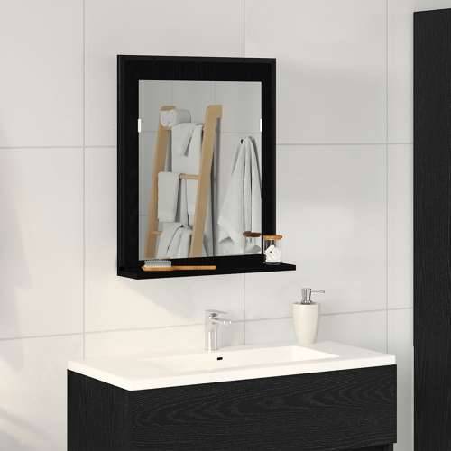 Ogledalo za kupaonicu Crni hrast 50x12x60 cm Konstruirano drvo Cijena