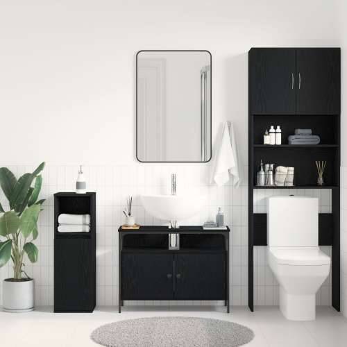 Ormar za Lavabo - Umivaonik Crna Hrast 80x30x60 cm Upravna drvena ploča Cijena