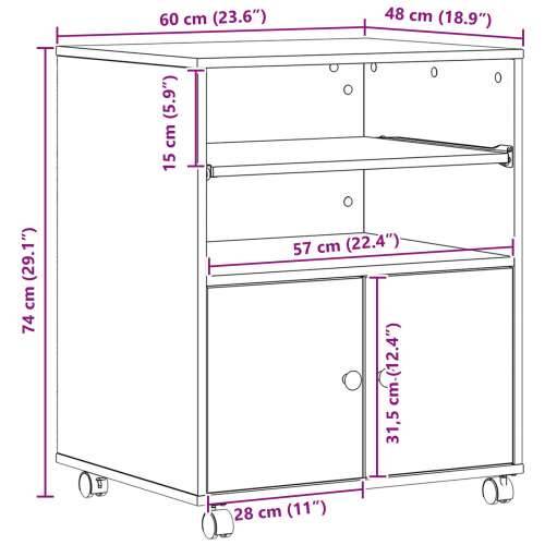 Stalak za pisač s kotačima Crna hrast 60x48x74 cm Cijena
