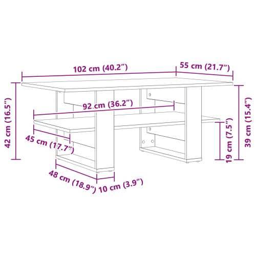 Stolić za kavu Crna Oak 102x55x42 cm Konstruirano drvo Cijena