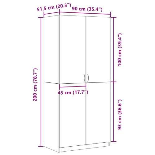 Ormar Crni Hrast 90x52x200 cm od konstruiranog drveta Cijena