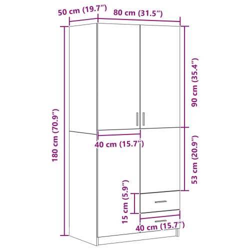 Ormar Crna Hrast 80x52x180 cm od konstruiranog drveta Cijena