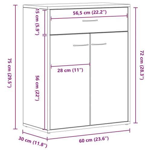 Crna komoda od hrasta 60x30x75 cm od kompozitnog drva Cijena