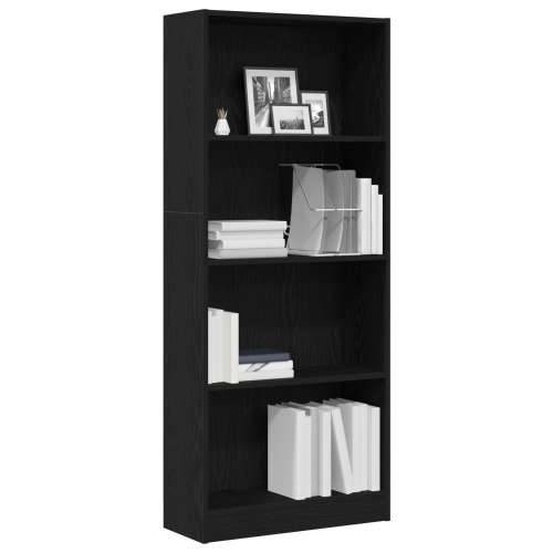 Crna Hrastova Knjiga - 60 x 24 x 143 cm - Izrađeno od Konstruiranog Drveta Cijena