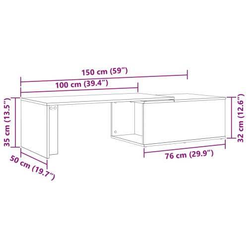 Stolić za kavu Crni Hrast 150x50x35 cm Od drva Cijena