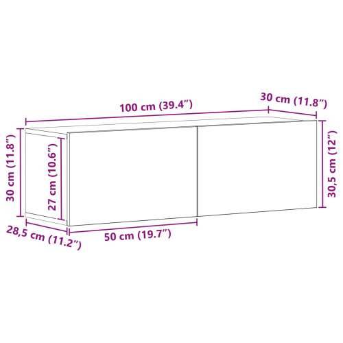 Crna Oka Zidna TV Komoda 100x30x30 cm napravljena od inžinjerirane drvene građe Cijena