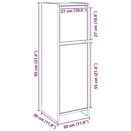 Crni ormar za kupaonicu od hrastovine 30x30x95 cm Cijena