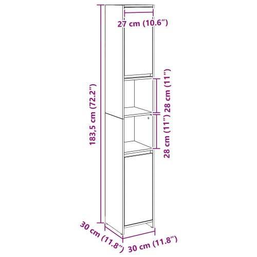 Kupaonski ormar Crna hrast 30x30x183,5 cm Konstruirano drvo Cijena