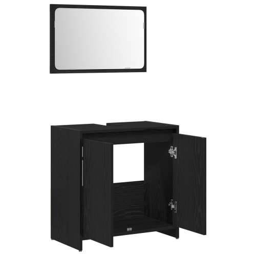 Kupaonski ormarić s ogledalom Crna hrastovina 60x33x61cm Drvo od iverice Cijena