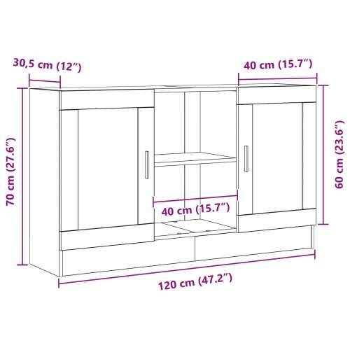 Komoda Crna Orah 120x30,5x70 cm Od čvrstog drva Cijena