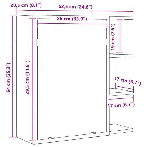 Kupaonsko ogledalo ormar crni hrast 62,5x20,5x64cm drvo Cijena