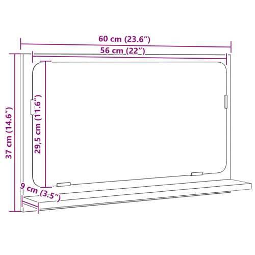 Ogledalo za kupaonicu Crna hrastovina 60x10,5x37 cm Obradni drvo Cijena