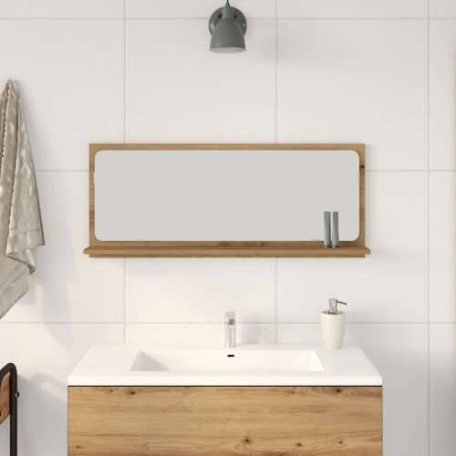 Ogledalo za kupaonicu - obrtnicki hrast 90x10,5x37 cm - konstruirano drvo Cijena