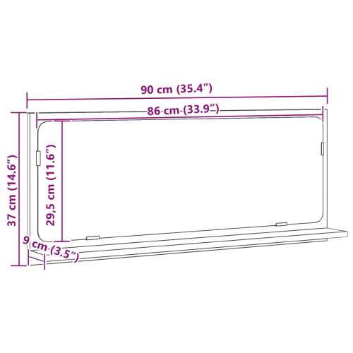 Ogledalo za kupaonicu - obrtnicki hrast 90x10,5x37 cm - konstruirano drvo Cijena
