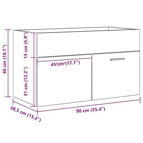 Kupaonski Lavabo - Umivaonik ormar crni hrast 90x38,5x46 cm konstruirano drvo Cijena