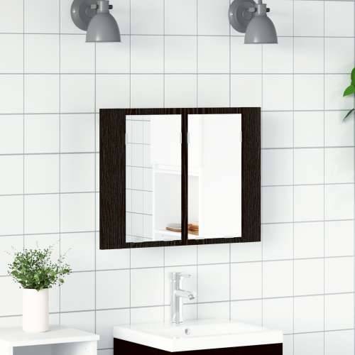 LED ogledalo za kupaonicu, crni ormar od hrastovine, 60x12x45 cm, drvo Cijena
