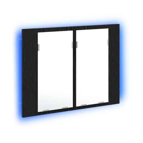 LED ogledalo za kupaonicu, crni ormar od hrastovine, 60x12x45 cm, drvo Cijena