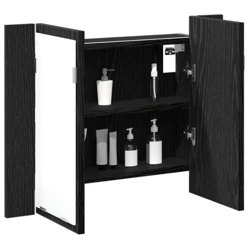 LED ogledalo za kupaonicu, crni ormar od hrastovine, 60x12x45 cm, drvo Cijena