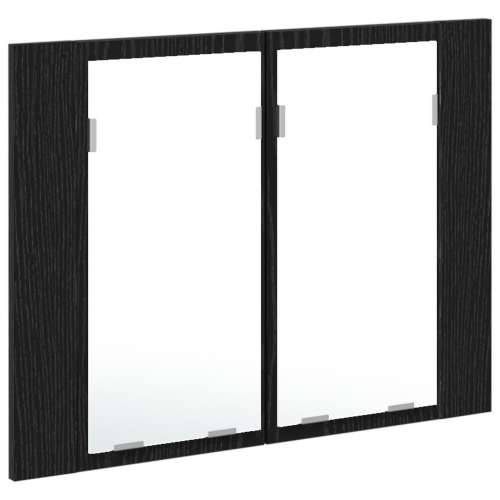 LED ogledalo za kupaonicu, crni ormar od hrastovine, 60x12x45 cm, drvo Cijena